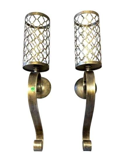 Pair of LARGE Pier One Metal Candle Sconces