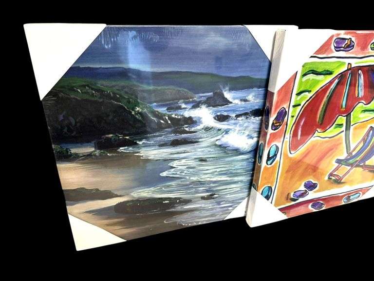 Lot of 4 -  Coastal Canvas Wall Decor ( New )