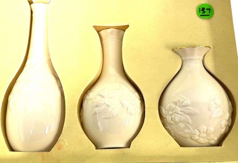 Lenox Ivory Posy Vases - 3 Piece Set in the Original Box