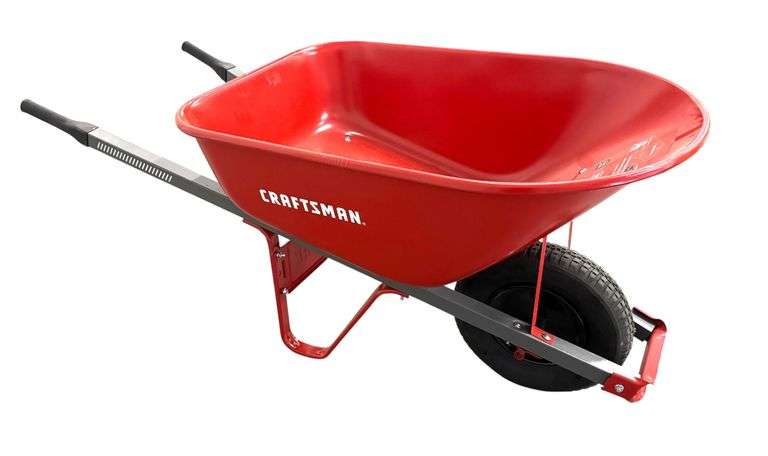 CRAFTSMAN 6-cu ft 1 Wheel Steel Push Wheelbarrow, See Description