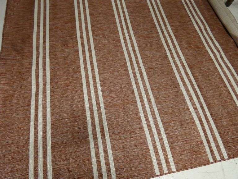 7ft x 10ft Rust Red & White Rug