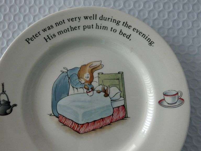 Beatrix Potter PETER RABBIT "Sick in Bed" 7" Plate