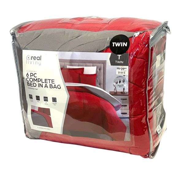 Real Living 6 PC Complete Bed In A Bag, Twin, New