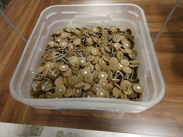 Bucket of 1" Plastic Cap Roofing Nails