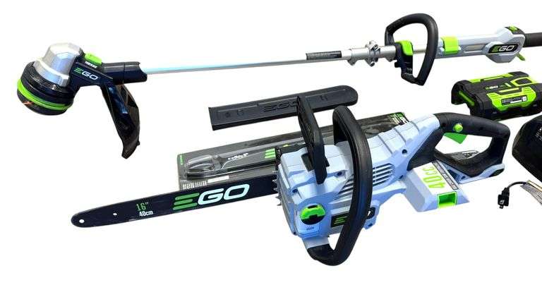 4pc EGO 56V Cordless Weed Trimmer/Chainsaw WITH BATTERY!