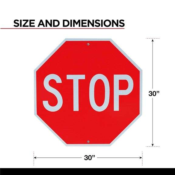 Large Stop Sign 30 x 30 Inches - High Intensity Prismatic Aluminum - UV Protected and Weather Resist