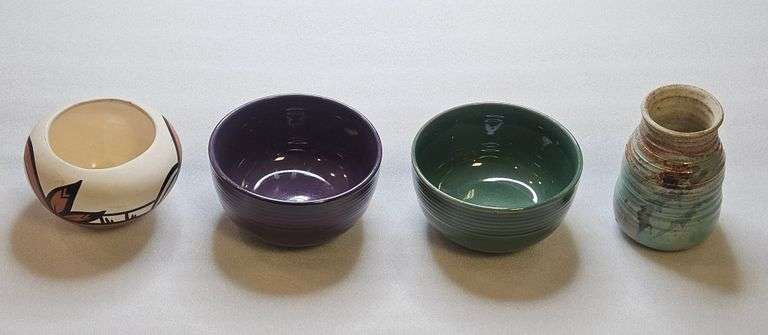 Pottery Lot -- 3 Bowls & a Vase