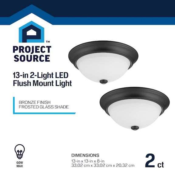 Project Source 2 -Light 13-in Gloss Bronze Flush Mount Light 2 -Pack