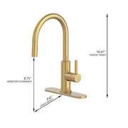 allen + roth Harlow Brushed Gold Single Handle Deck-mount Pull-down Kitchen Faucet with Sprayer ( De