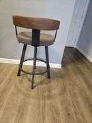 Wood Back Modern Metal Stool, 25" Seat Height
