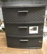 New Espresso Sterilite 3 Drawer Weave Pattern Plastic Storage Cabinet