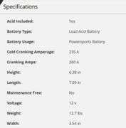 New 18-A AutoCraft 18A Powersports Battery