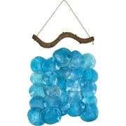 Blue Placuna Wind Chime on Driftwood, New