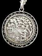 Vintage Chinese Silver Pendant and Sterling Silver Rope Chain