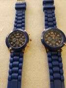 2 New Analog Quartz Dark Blue Silicone Sports Watches