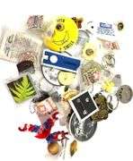 Lot of Lapel Pins, Buttons and Key Chains