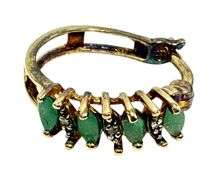 Sterling, Emerald & Diamond Earring Set