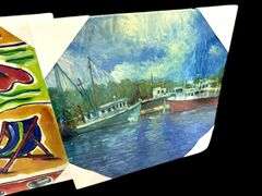 Lot of 4 -  Coastal Canvas Wall Decor ( New )
