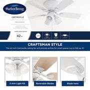 Harbor Breeze Centreville 42-in Flush Mount White with White/blonde Blades Ceiling Fan With Light ( 