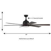 Harbor Breeze Bradbury 60-in Integrated LED - Hickory/Walnut Blades Ceiling Fan With Light - Remote 