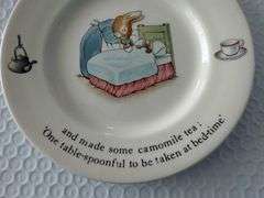 Beatrix Potter PETER RABBIT "Sick in Bed" 7" Plate