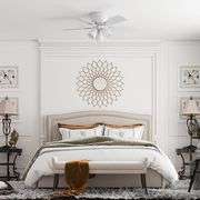 Harbor Breeze Centreville 42-in Flush Mount White with White/blonde Blades Ceiling Fan With Light ( 