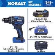 Kobalt XTR 24-volt 1/2-in Keyless Brushless Cordless Drill 1 -Batteries Included (Hard Case Included