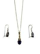 3pc Sterling Silver & Tanzanite Pendant & Earring Set