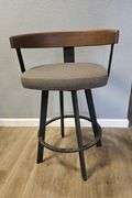Wood Back Modern Metal Stool, 25" Seat Height