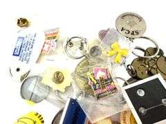 Lot of Lapel Pins, Buttons and Key Chains