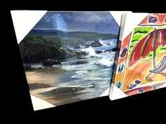 Lot of 4 -  Coastal Canvas Wall Decor ( New )