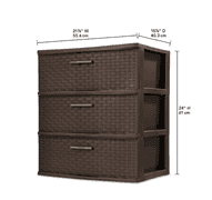 New Espresso Sterilite 3 Drawer Weave Pattern Plastic Storage Cabinet
