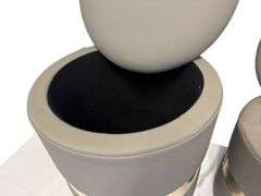 Set of 2 PU Leather Round Storage Ottomans , New