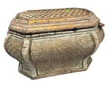 Vintage Wicker Lidded Basket Trunk