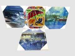 Lot of 4 -  Coastal Canvas Wall Decor ( New )