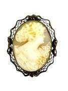 Vintage Carved Shell Cameo Brooch