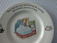 Beatrix Potter PETER RABBIT "Sick in Bed" 7" Plate