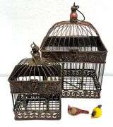 2pc Metal Bird Cage w/ 2 Birds