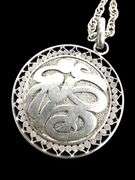 Vintage Chinese Silver Pendant and Sterling Silver Rope Chain