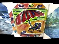 Lot of 4 -  Coastal Canvas Wall Decor ( New )