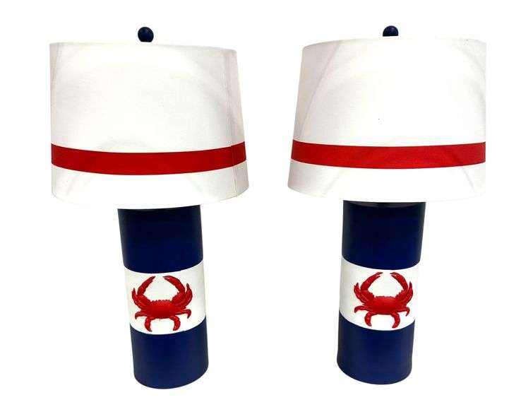 Pair of Coastal Crab Table Lamps