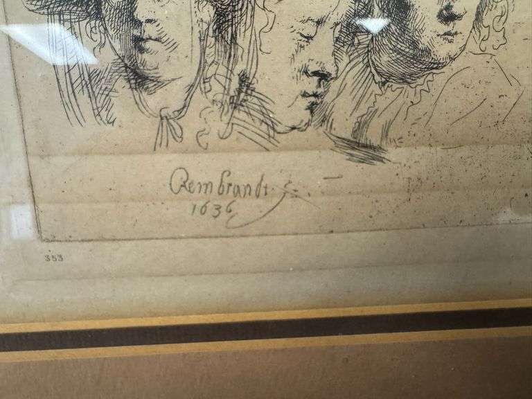 Rembrandt Etching “Studies of the Head of Saskia and Others”