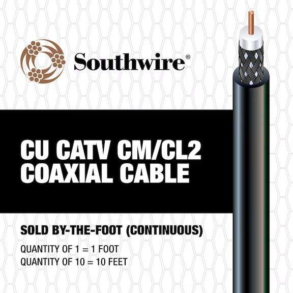 500 Feet Southwire 18 RG6 Black Coaxial Cable