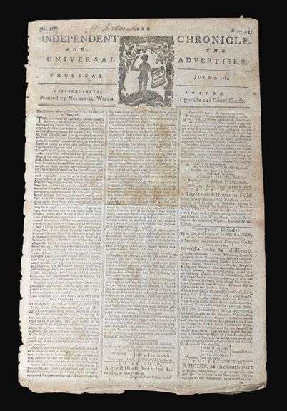 1781 Original Issue of The Independent Chronicle