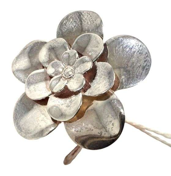 Paola Valentino Sterling Italy, Sculptural Flower Ring, Size 6