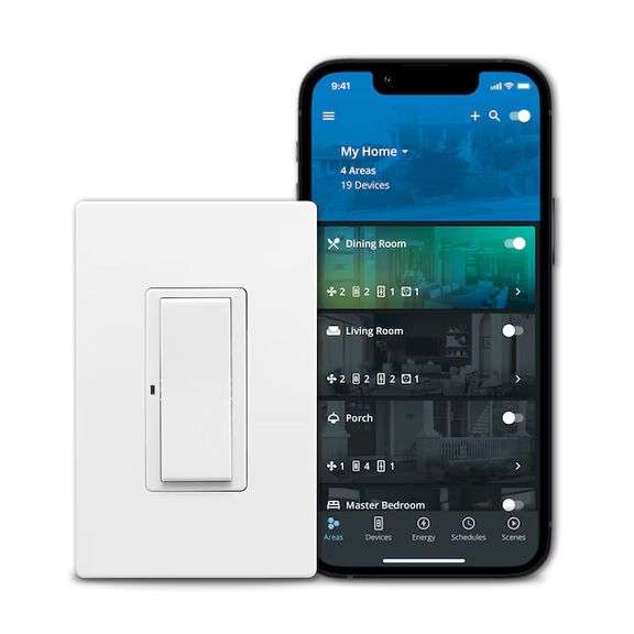 Eaton Wi-Fi Smart 15-amp Single-pole/3-way Rocker Master Smart Compatible Light Switch , White/Light