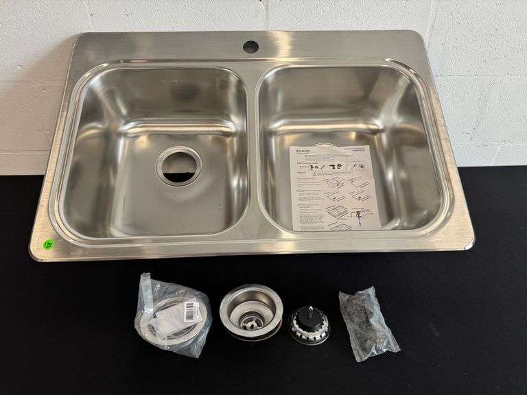 Elkay Freeport Drop-in 33-in x 22-in, 20 G Stainless steel Double Bowl Sink, See Description