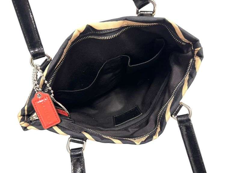 Coach Black / Cream Zebra Print Shoulder Bag