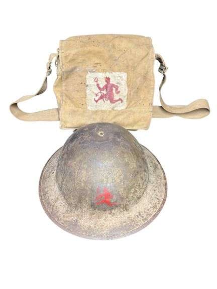 British WW1 Doughboy Helmet and Unit Bag