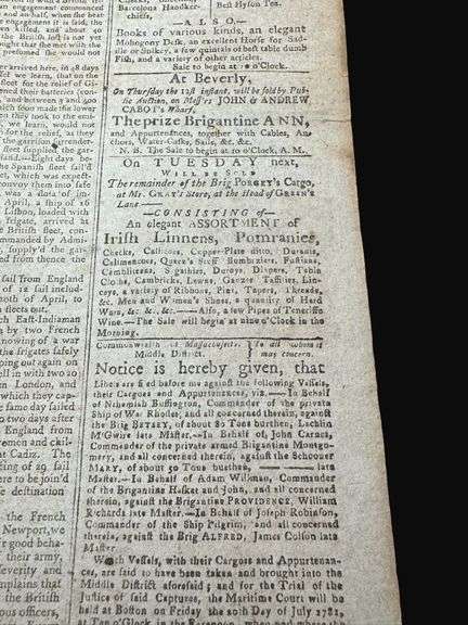 1781 Original Issue of The Independent Chronicle